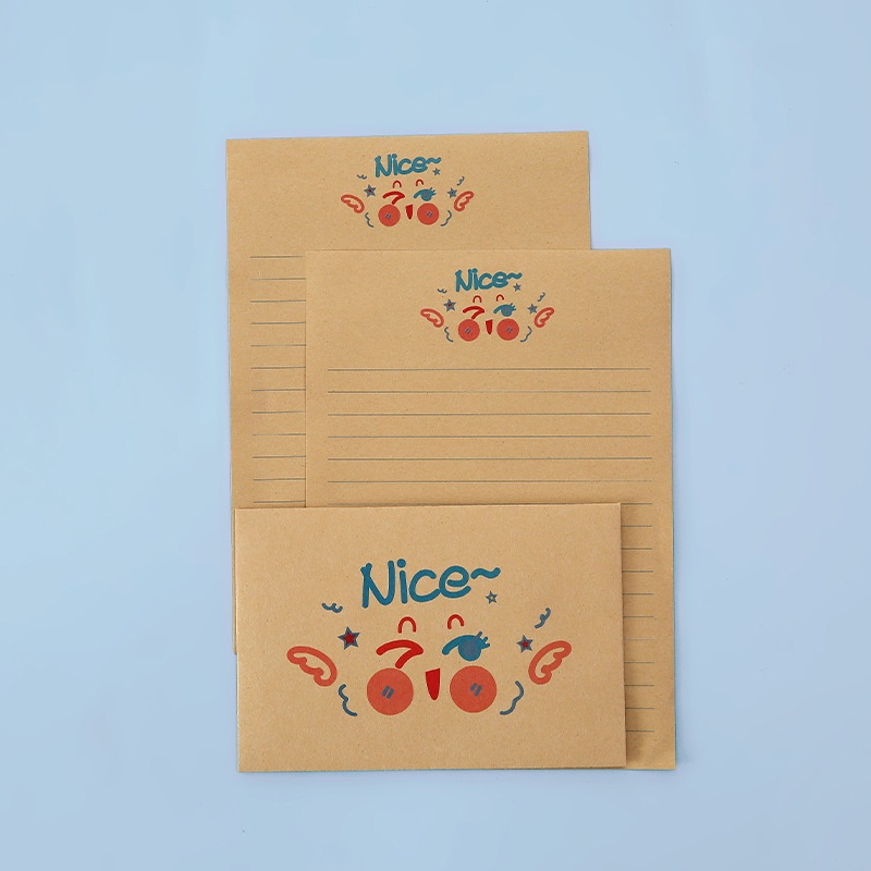2set Korean INS Style Sederhana Wajah Tersenyum Amplop Surat Stiker Set Romantis Ulang Tahun Berkat Kartu Perayaan Festival Kartu Ucapan