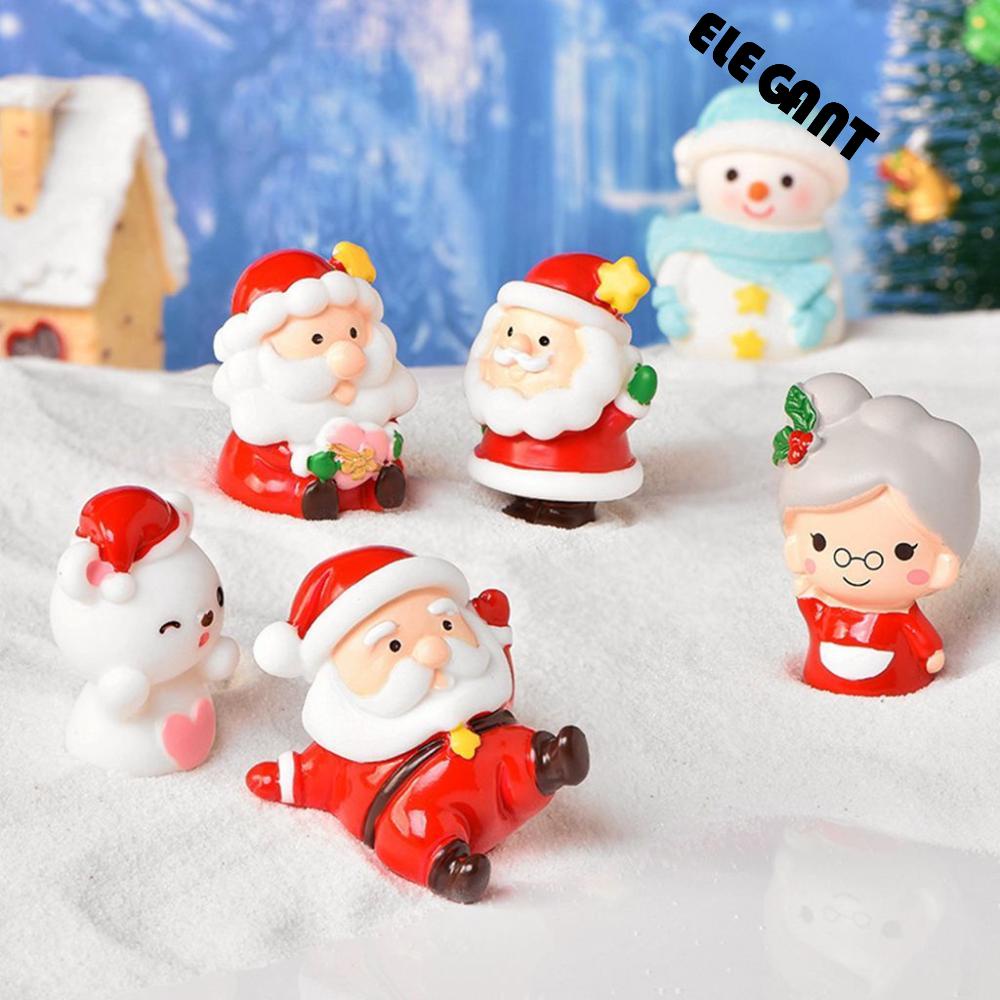 【 ELEGANT 】 Ornamen Natal Mini Merry Christmas Bola Dunia Salju Perlengkapan Untuk Anak-Anak Indah Mikro Lanskap Dekorasi Snowman Figurine