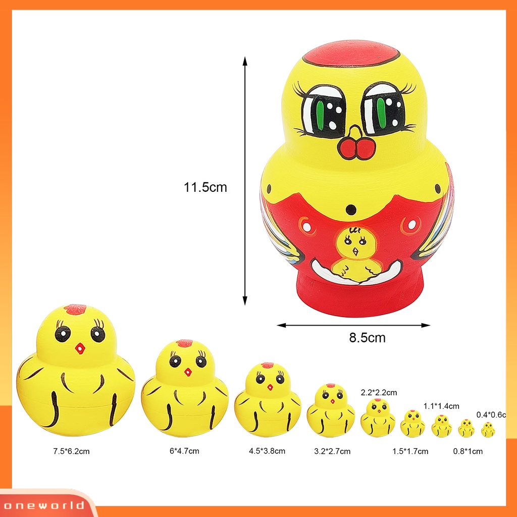 [ONE] 1set Boneka Bersarang Indah Desain Hewan Sepuluh Lapis Kartun Anak Ayam Matrioska Mainan Untuk Anak