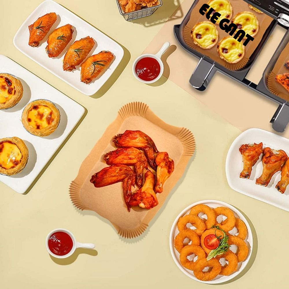 【 ELEGANT 】 Air Fryer Kertas Persegi Panjang Food Grade Penyerap Lemak Tahan Air Minyak Anti Lengket Oil proof BBQ Plate