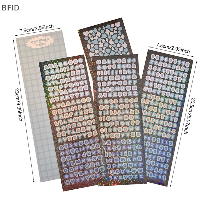 [BFID] 4sheets /Pack Laser Bling Huruf Hadiah Alfabet Stiker Hias Photocard Scrapbooking DIY Album Foto Perlengkapan Alat Tulis [ID]