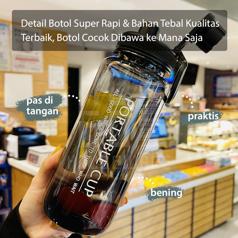 HUGO Botol Minum 1 Liter Botol Air Anak 1000 ml Botol Olahraga Kantor Sekolah Portable Serbaguna