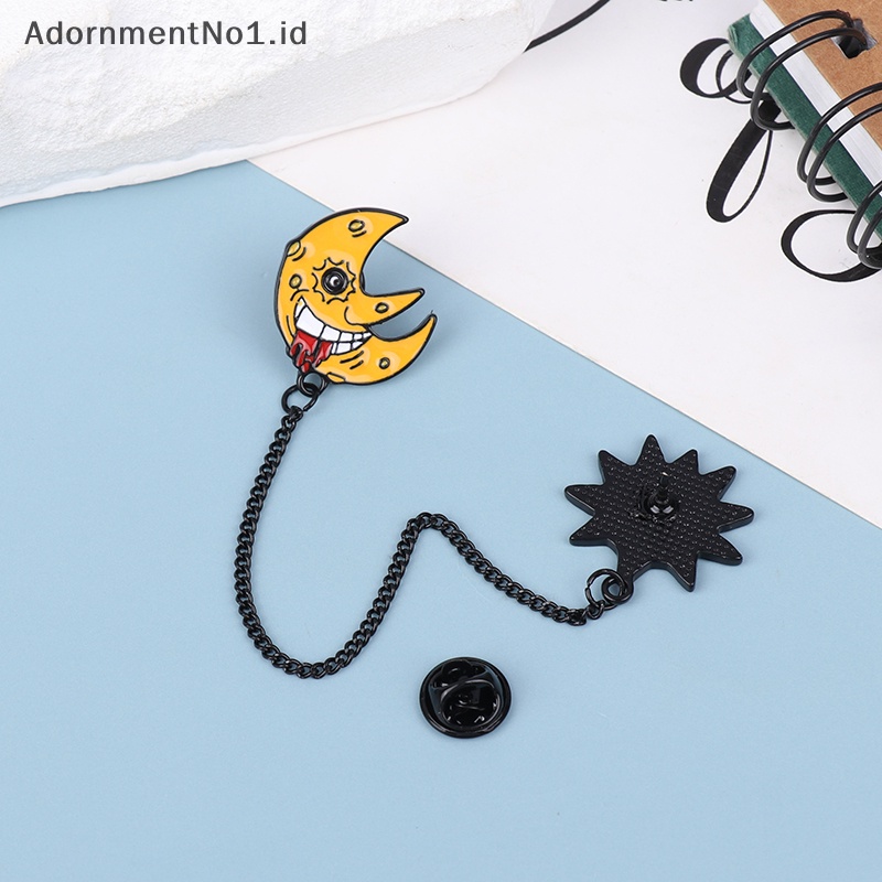 [AdornmentNo1] Kartun Anime Soul Eater matahari dan bulan bros pin rantai liontin lencana alat peraga Cosplay koleksi hadiah perhiasan untuk penggemar