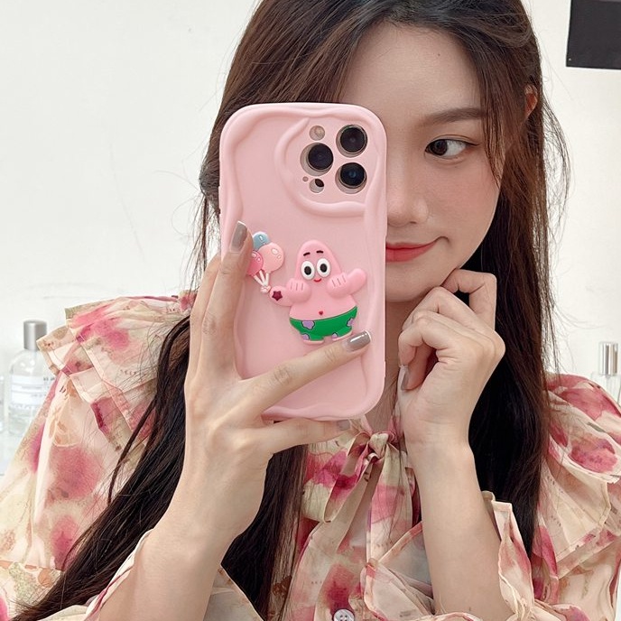 Macaron Pink Wave Balloon Patrick Soft Silicon Case HP iP iPhone 6 6S 7 8 14 + Plus SE 2020 2022 X XS XR 11 12 13 Pro Max Girl Woman Casing