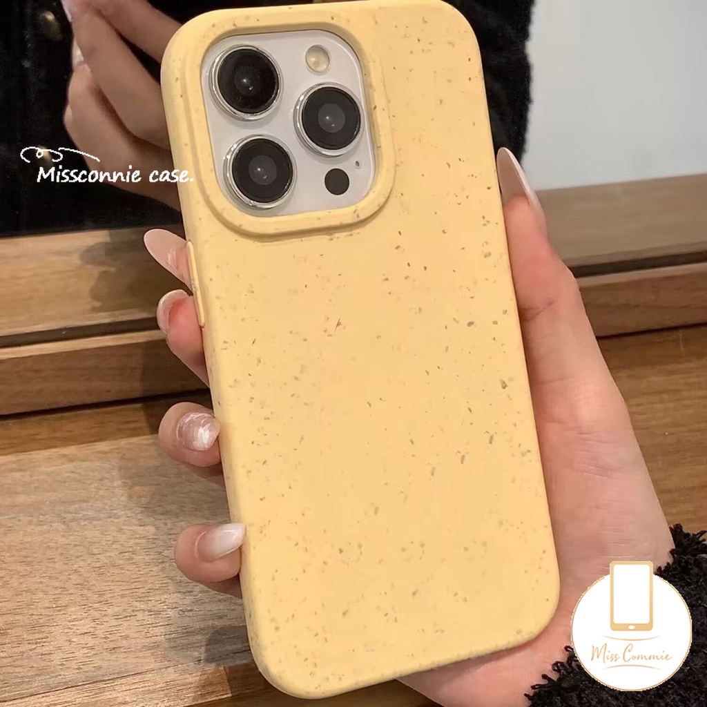 Ins Luxury Straw Texture Case Compatible For IPhone 11 13 14 12 Pro Max 7Plus XR X XS MAX 7 6 6S 8 Plus SE 2020 Simple Solid Color Degradable Soft Tpu Cover