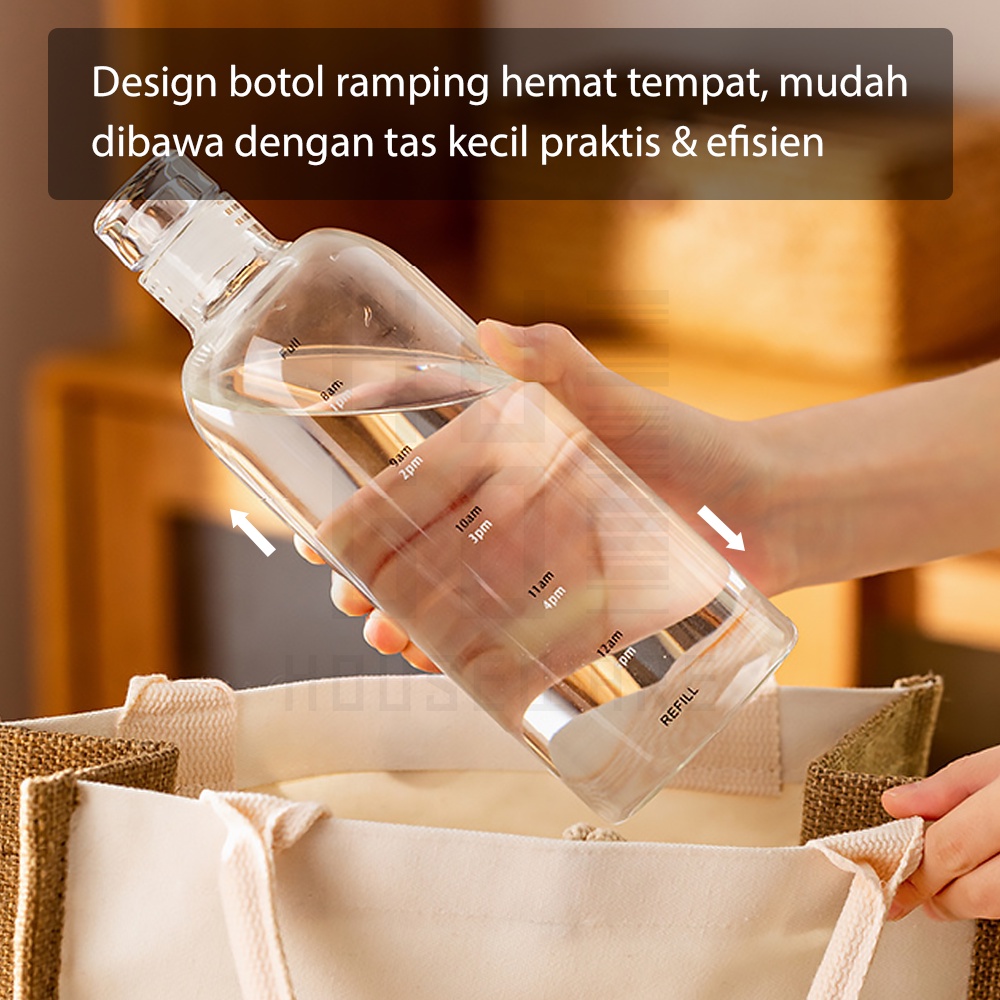 HUGO Botol Minum Aesthetic Water Bottle Termos Botol Bening Transparan Estetik Botol Air Plastik