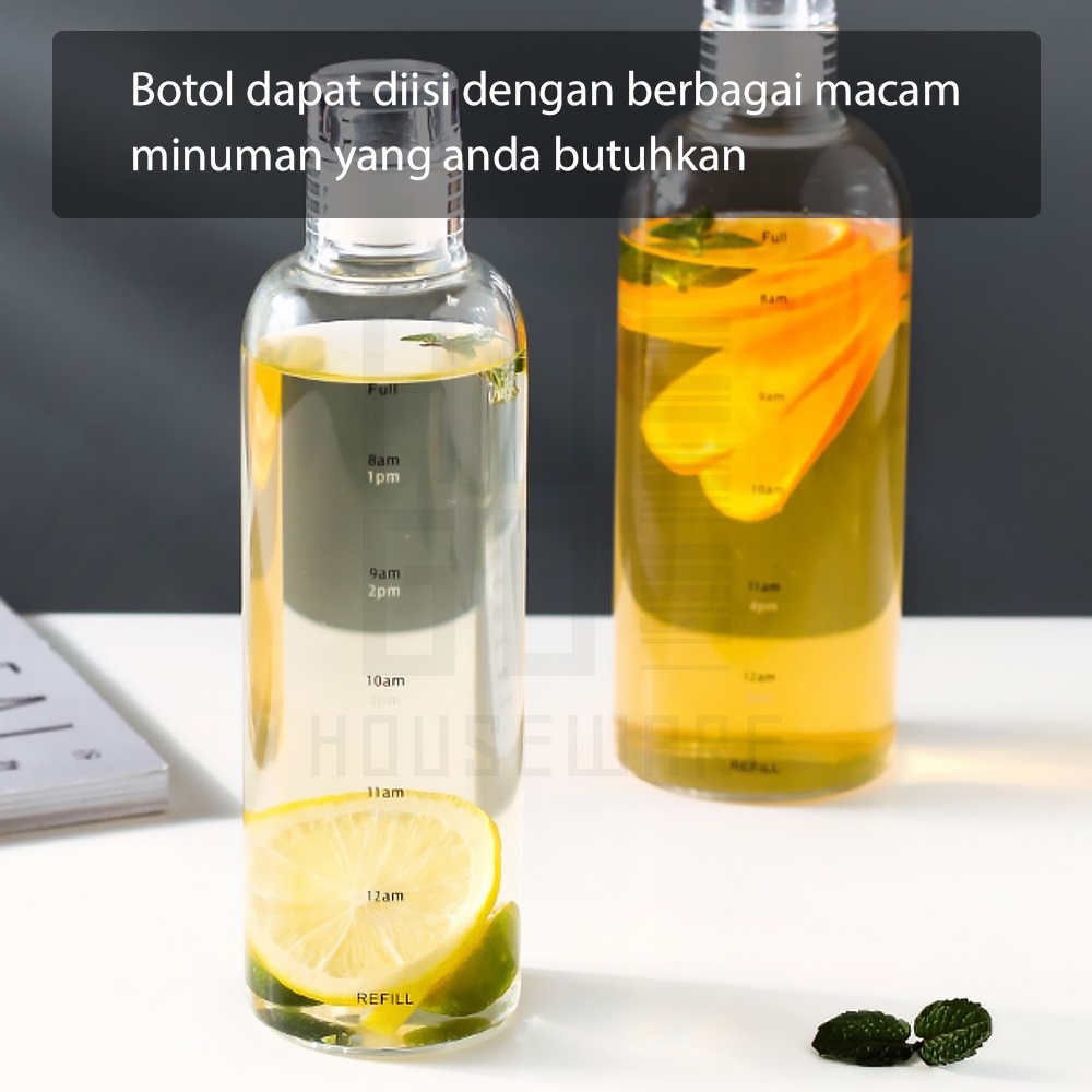 HUGO Botol Minum Aesthetic Water Bottle Termos Botol Bening Transparan Estetik Botol Air Plastik