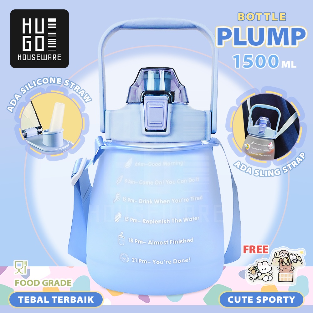 HUGO Botol Minum Motivasi 1300ml Botol Air Anak Anti Bocor Premium Quality BPA FREE