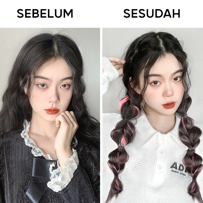 Rambut Palsu Wanita Kepang Ponytail Twist Hip Hop Highlight Lucu Gaya Korea Aksesoris Rambut AK291