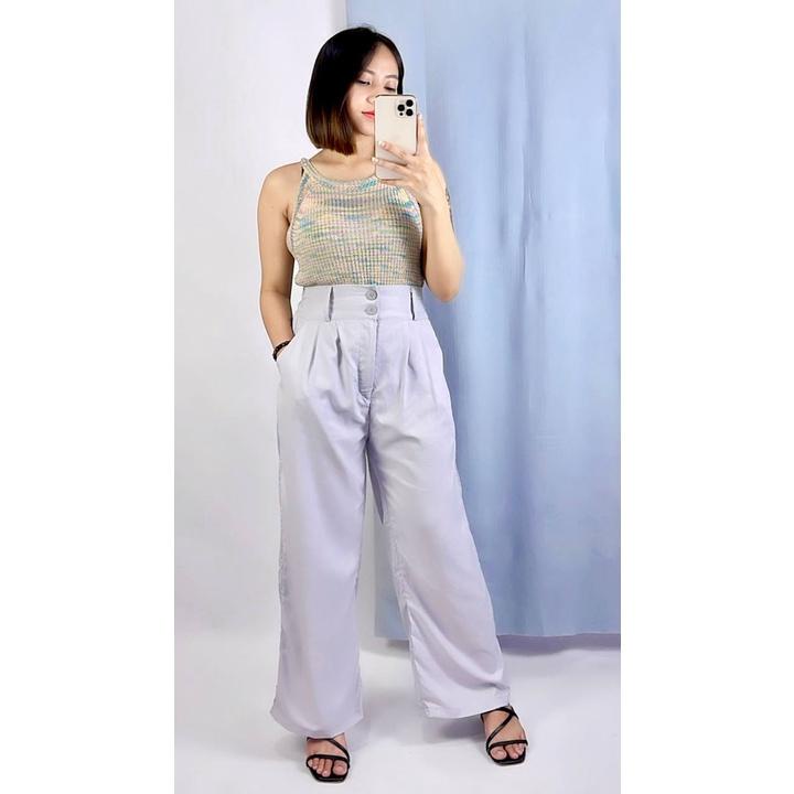 KULOT NORA PANTS DOUBLE KANCING ZS 160 LOOSE PANTS TROUSERS CELANA PANJANG WANITA CEWEK CRINKLE TERBARU