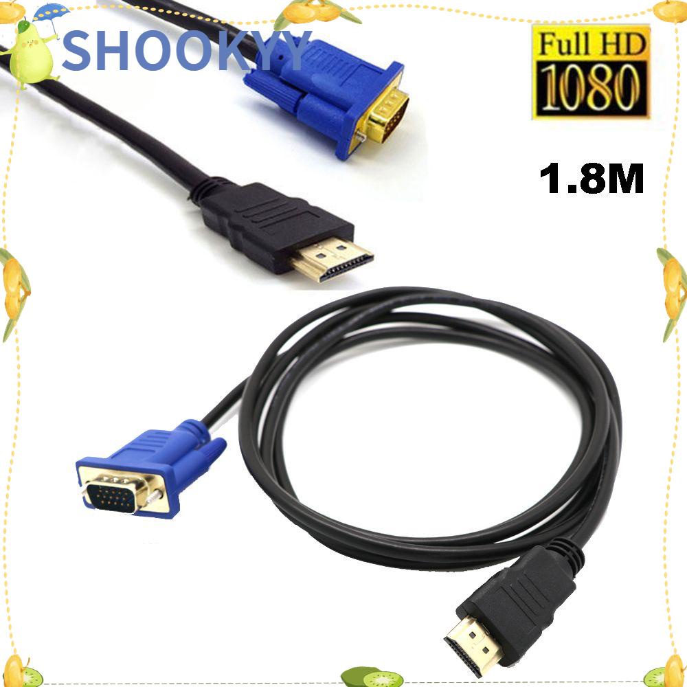 CHOOKYY Kabel Video 1.8M 6FT Kualitas Tinggi Definisi Tinggi Profesional HDMI Ke VGA Untuk HDTV PC Laptop