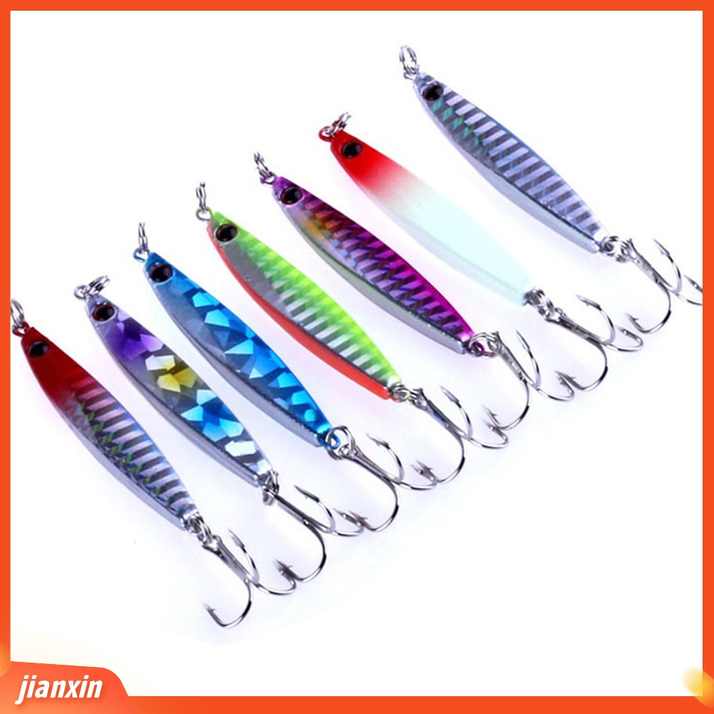 (In Stock) 7Pcs Logam Buatan Laser Umpan Pancing Tenggelam Umpan Bergaris Bass Trout Tackle
