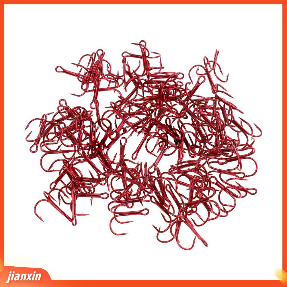 (In Stock) 100Pcs Kait Treble Memancing Baja Karbon Umpan Holder Fishhooks2 /4 /6 /8 /10#