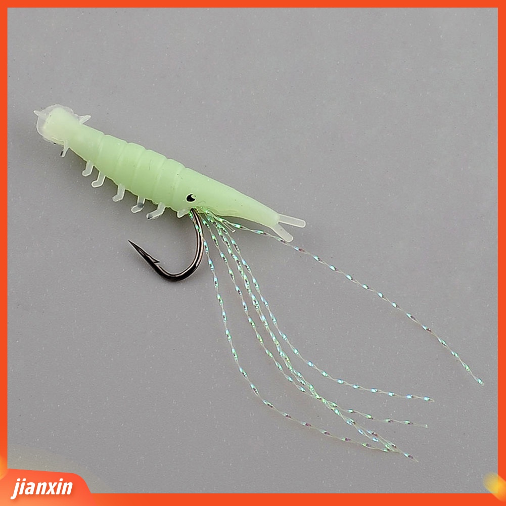 (In Stock) 10 Pcs Silikon Neon Buatan Udang Baja Karbon Kait Umpan Pancing Lure