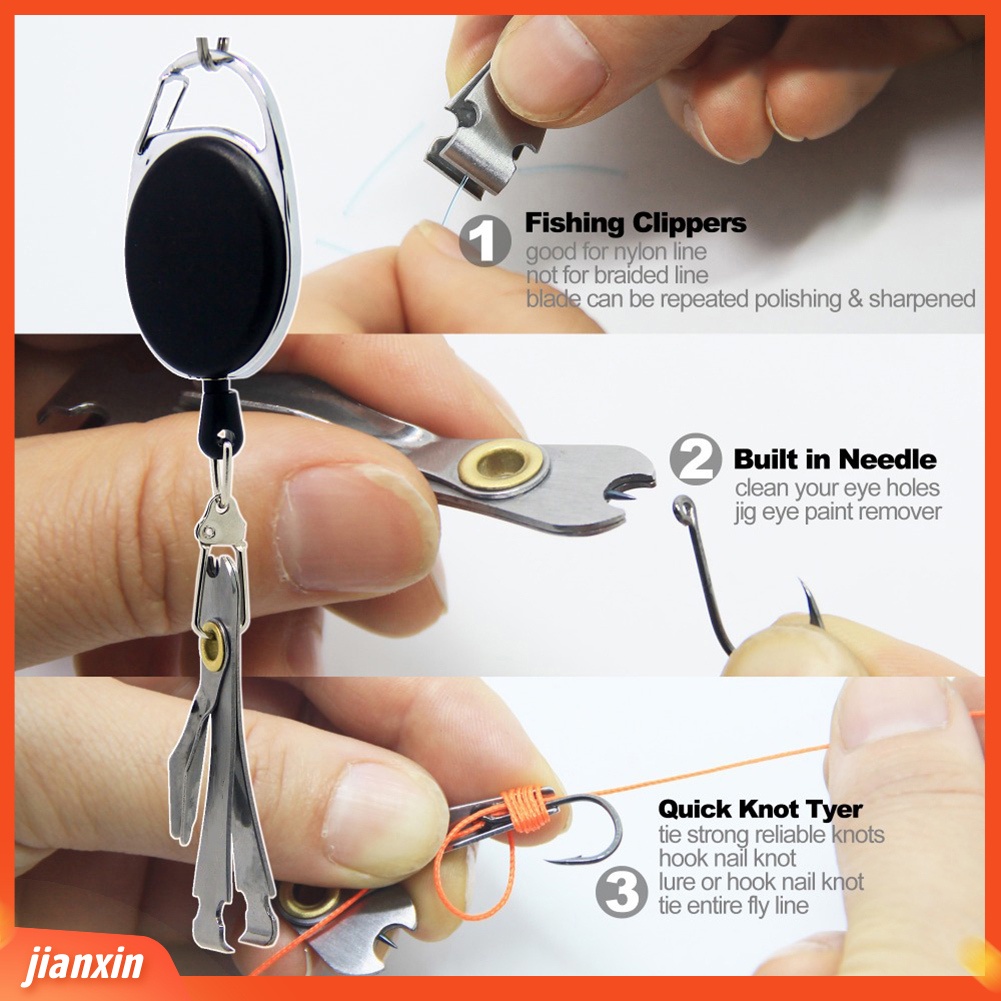 (In Stock) Quick Knot Tying Tool Fishing Nipper Fly Line Cutter Dengan Gantungan Kunci Ditarik