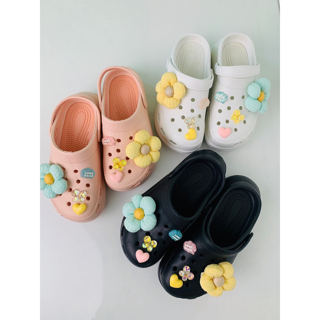 SANDAL WANITA IMPORT CUTE FLOWER SI010 SENDAL CROCS PREMIUM