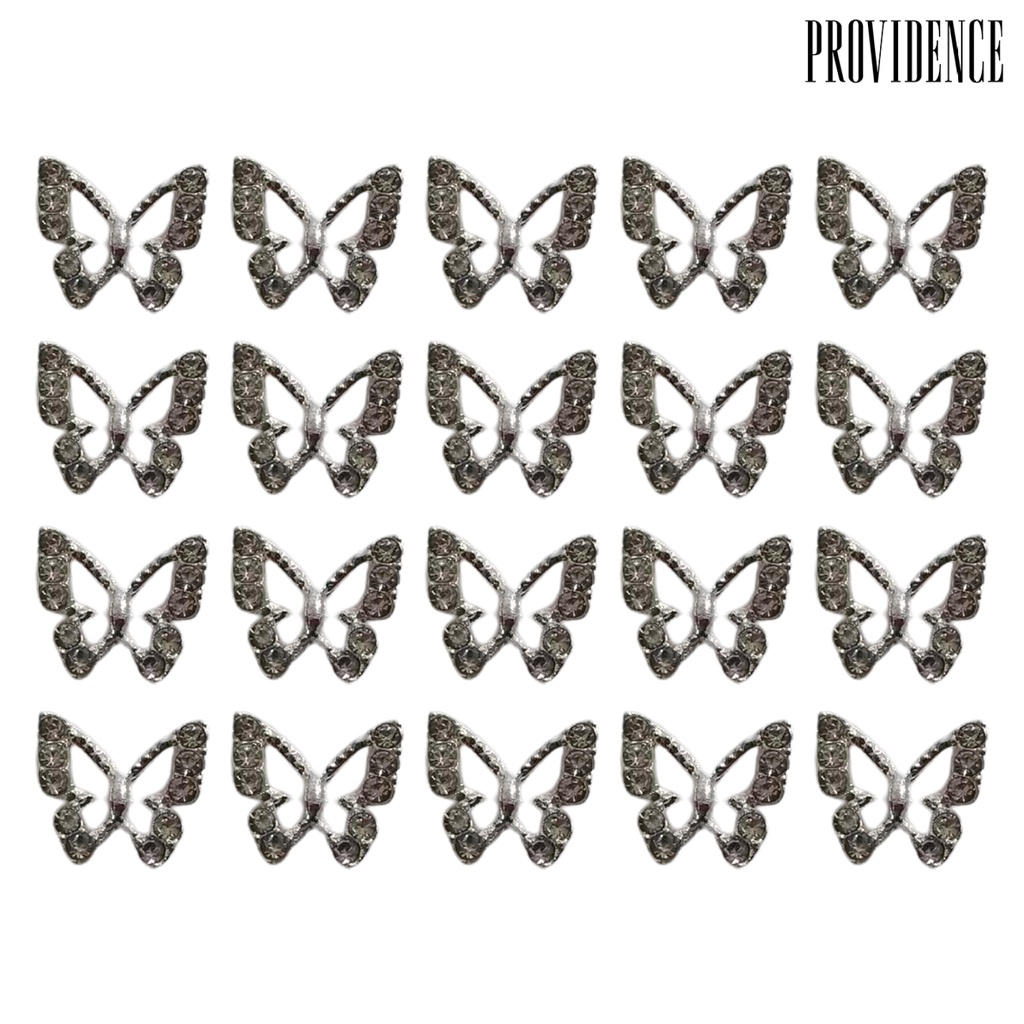 Providence 20Pcs Alloy Butterfly Nail Charms Dengan Berlian Imitasi Mengkilap Berongga Indah Nail Art Dekorasi Aksesoris