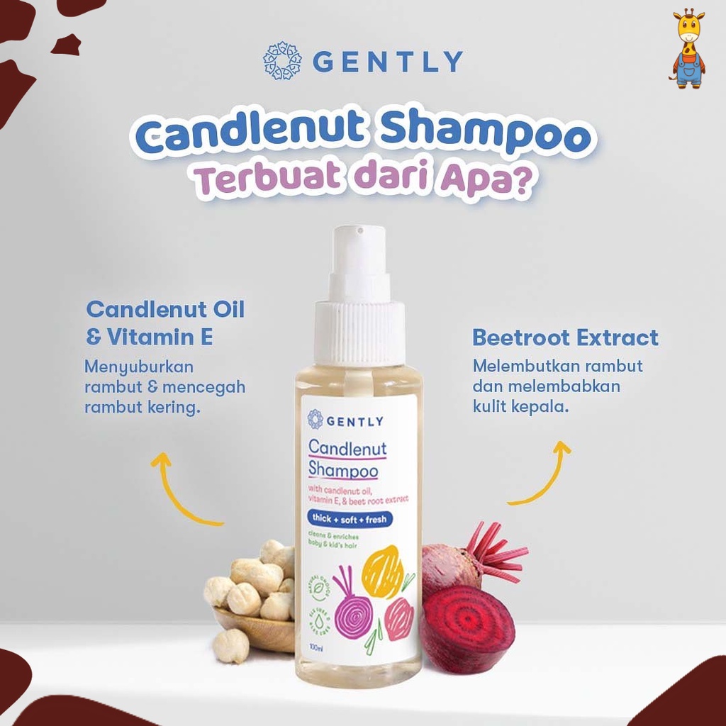 Gently Candelnut Shampoo 100ml - Shampoo Kemiri Bayi dan Anak