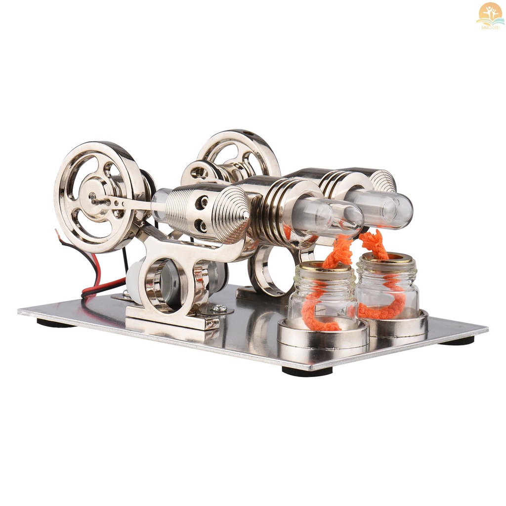 In Stock Stirling Engine Kit Dual Engine Generator Hot Air Model Motor Model Generator Fisik Dengan Desain Roda Gila Percobaan Sains Mainan Edukasi DIY Untuk Guru Dewasa Anak Sc