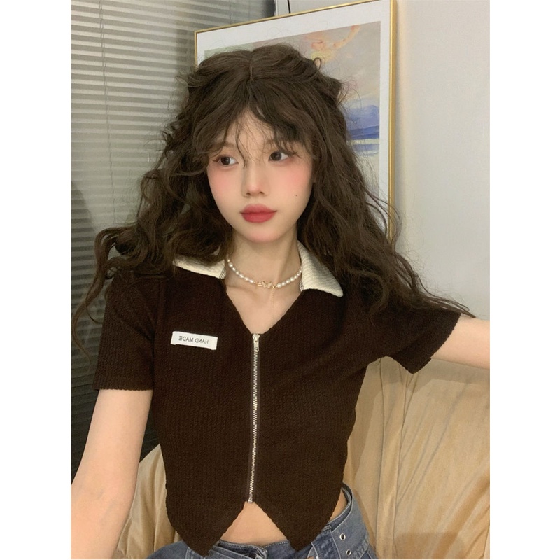 Premium Baju Atasan Wanita Kekinian Lengan Pendek Polo Shirt