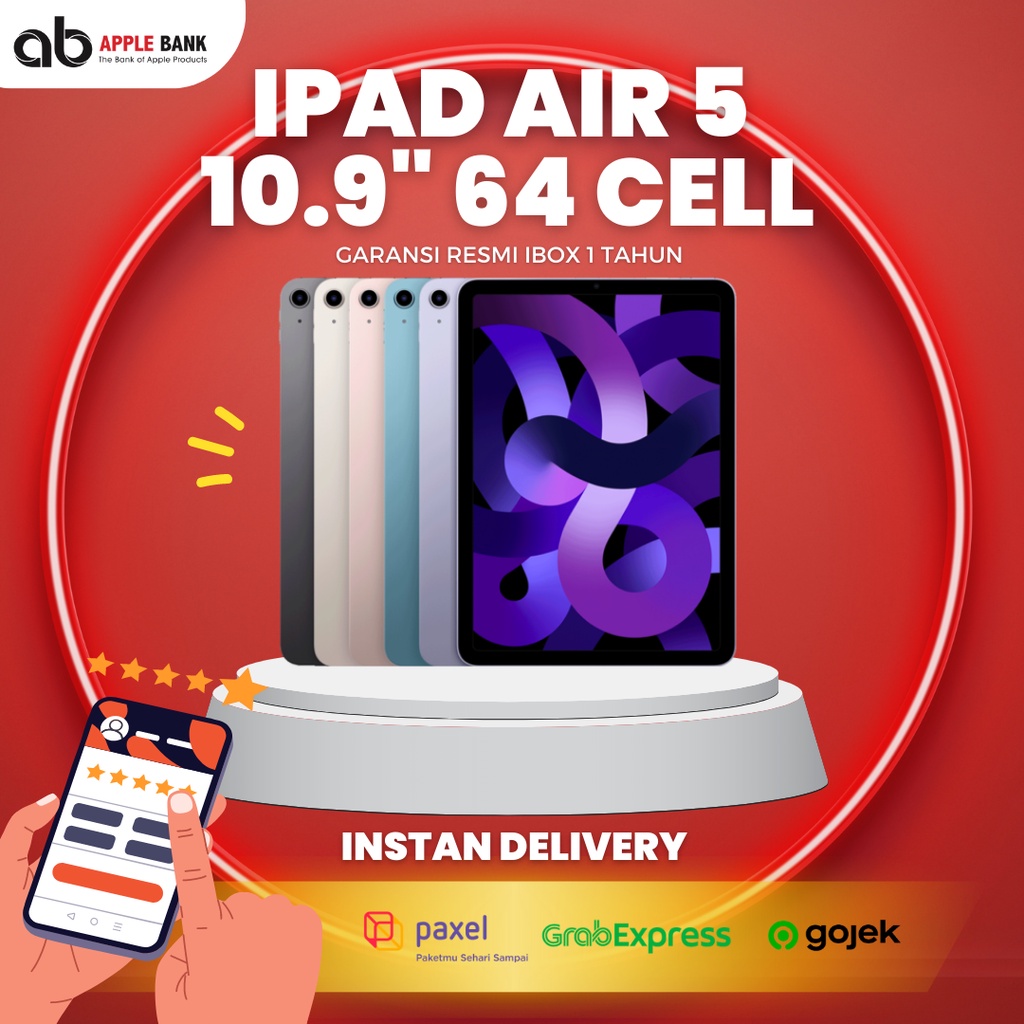 iPad Air 5 M1 Chip 2022 10.9 Inch 64/256GB Wifi + Cellular Resmi iBox 1 Tahun