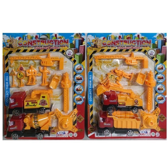 Mainan Truk Molen Dump Truck Crane Excavator I Mainan Truck Construction Team Lengkap Murah