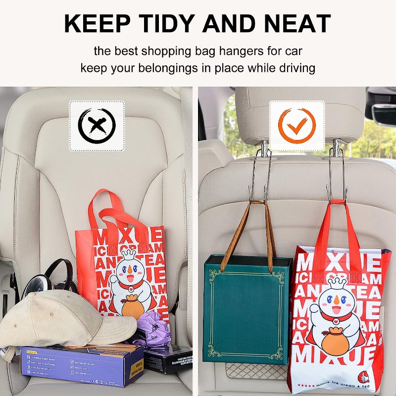 Tempat Organizer Tas Dompet Baju/Aksesorisorganizer Mobil/Kait Gantung Logam Kendaraan Tahan Lama/Gantungan Headrest Otomatis/Organizer Punggung Kursi Mobil Universal Double Hook/