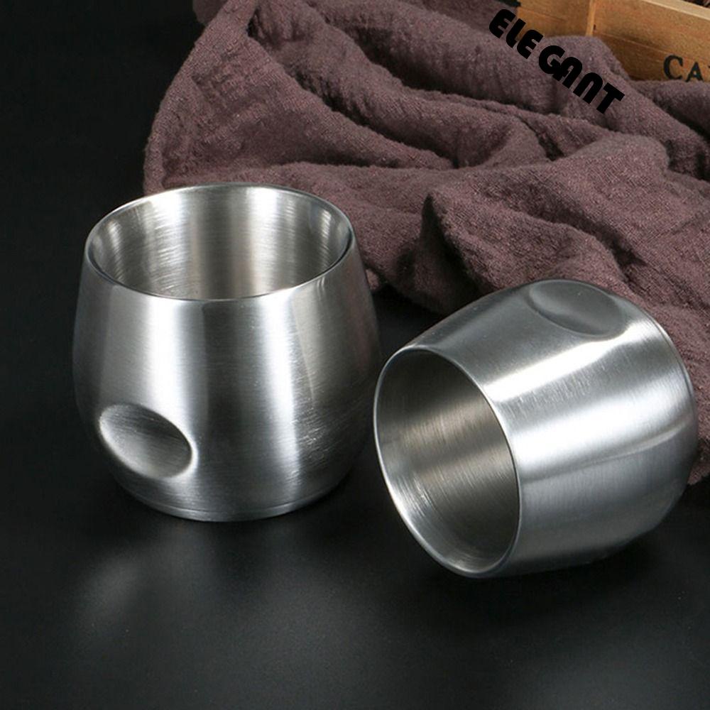 【 ELEGANT 】 Cangkir Kopi Latte Cappuccino Anti Melepuh Travel Stainless Steel Double Walled Perlengkapan Minum