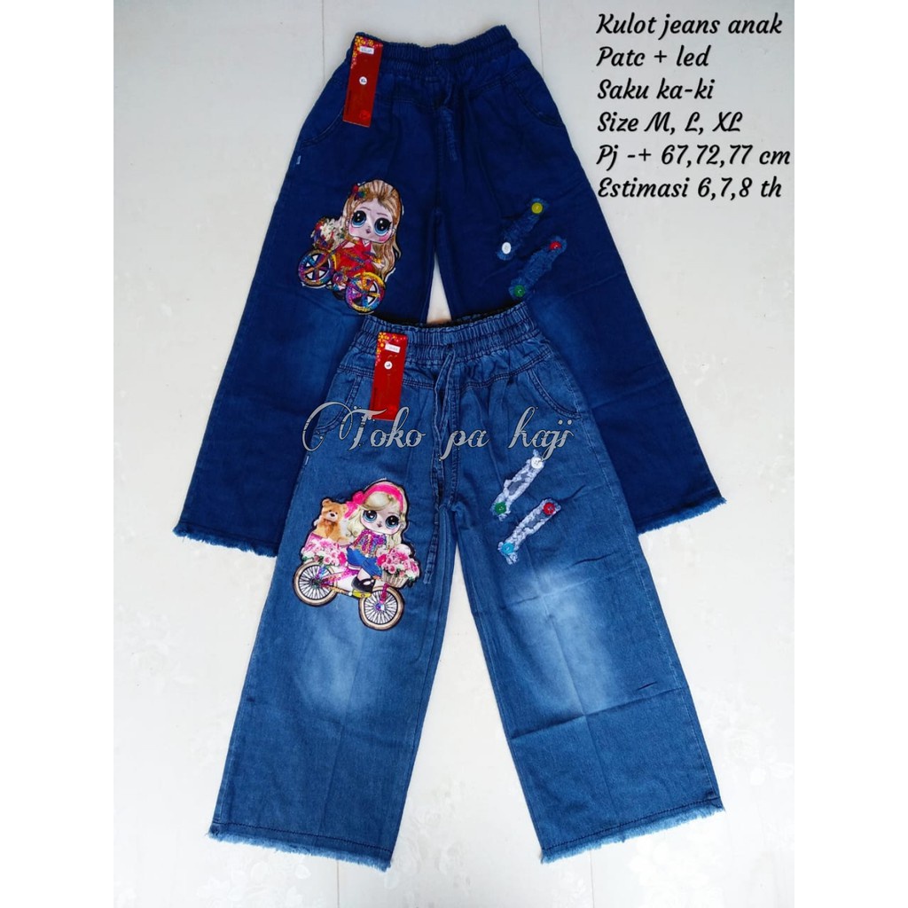 celana kulot jeans anak perempuan lol led