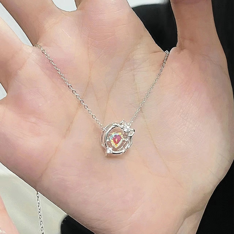 Baru Y2K Kalung Rose Pink Kupu-Kupu Untuk Wanita Manis Keren Panas Gadis Liontin Klavikula Rantai Fashion Perhiasan
