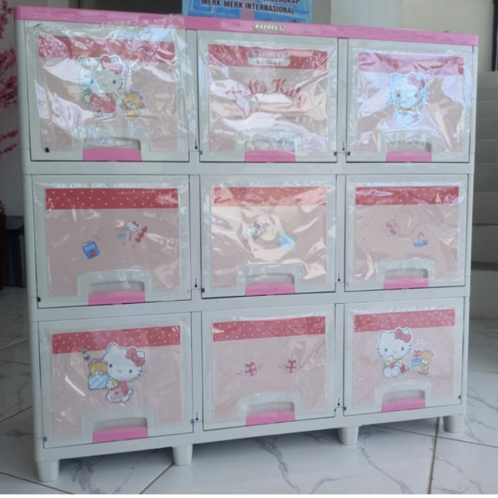 Napolly Lemari Plastik Pintu Sliding Triple 9 Pintu Susun 3
