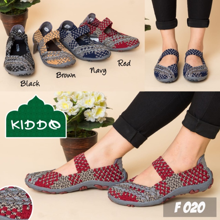 Kiddo f020 sepatu IMPORT anyaman rajut wanita ORI