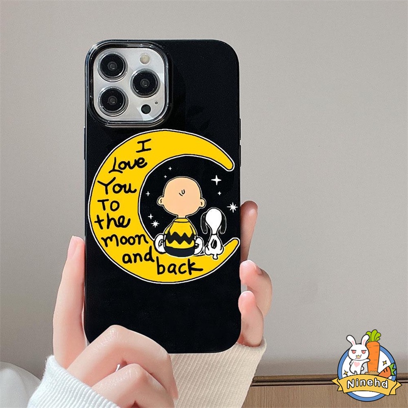 IPHONE Snoopy Kartun Fashion Phone Case Kompatibel Untuk Iphone14 13 12 11 Pro Max X Xr Xs Max 8 7 6 6s Plus SE 2020simple Shockproof Glossy Silikon Case Frame Pelindung Penutup Belakang