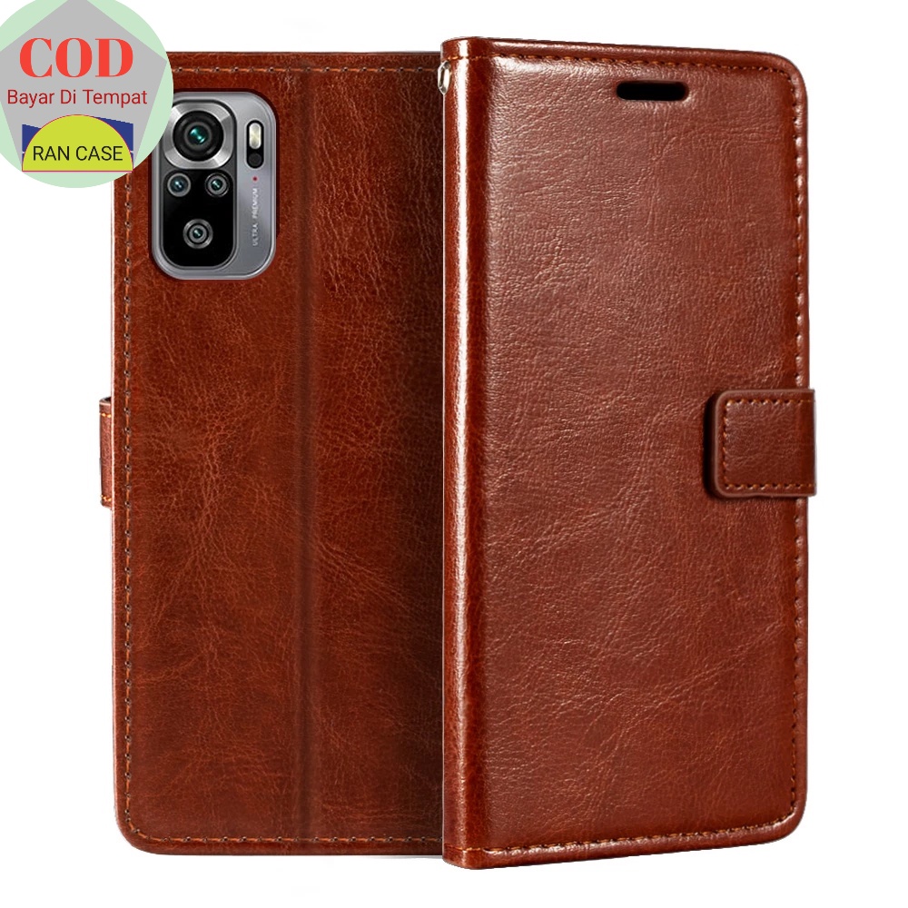 CASE XIAOMI REDMI NOTE 10s Note 10 LEATHER CASE SARUNG HP DOMPET KULIT FLIP COVER KESING HEADPHONE