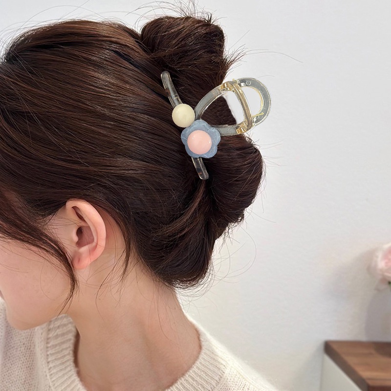 Korea Hiu Klip Hiasan Kepala Wanita Acrylic Flower Disc Hair Grab Clip, Jepit Rambut Besar Perempuan Kepala Belakang