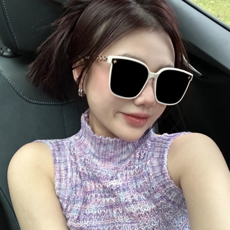 We Flower Chic Shining Sequin Link Rantai Frame Over Sized Sunglasses Untuk Wanita Pria Trendy Shades Anti-Radiasi Eyewear