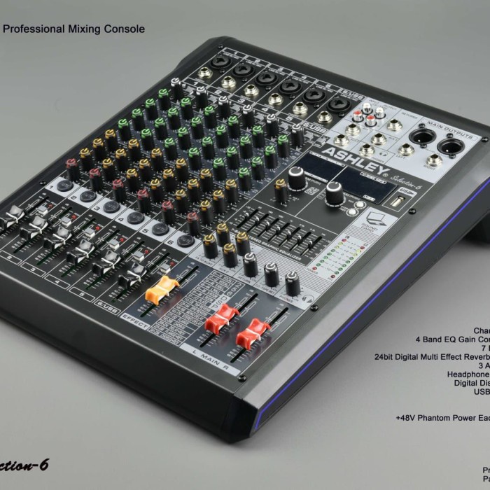 Mixer Ashley Selection 6 Feature 6 Channel Mic / Line/ Insert 4