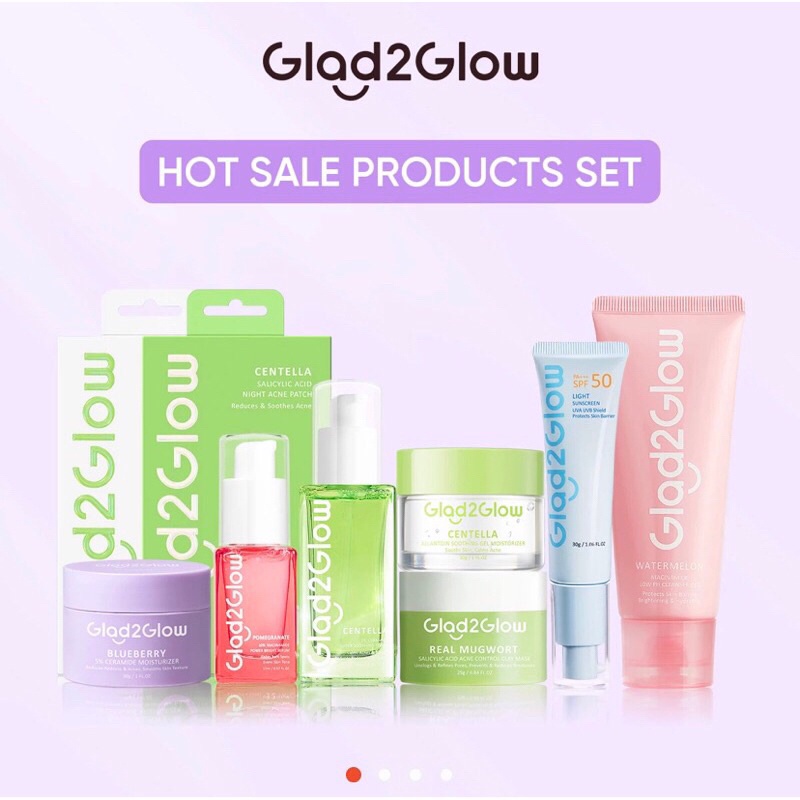 GLAD2GLOW SUNSCREEN MOISTURIZER GEL SPF 50 PA+++ BLUEBERRY CENTELLA MOISTURIZER GEL CREAM WATERMELON