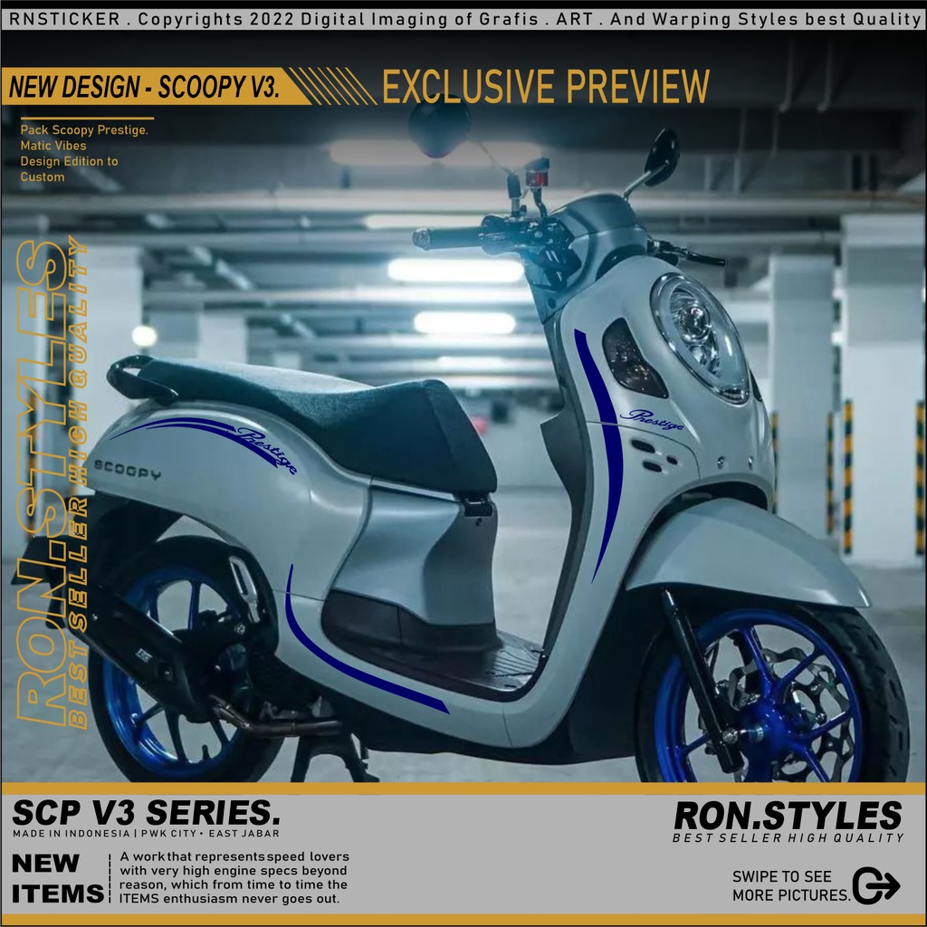 V3 Cutting Sticker Striping Scoopy New 2021-2022 Prestige Stylish stiker scoopy 2021 simpel striping