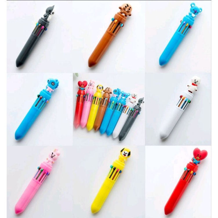 

pulpen 10 warna pen warna warni karakter bts