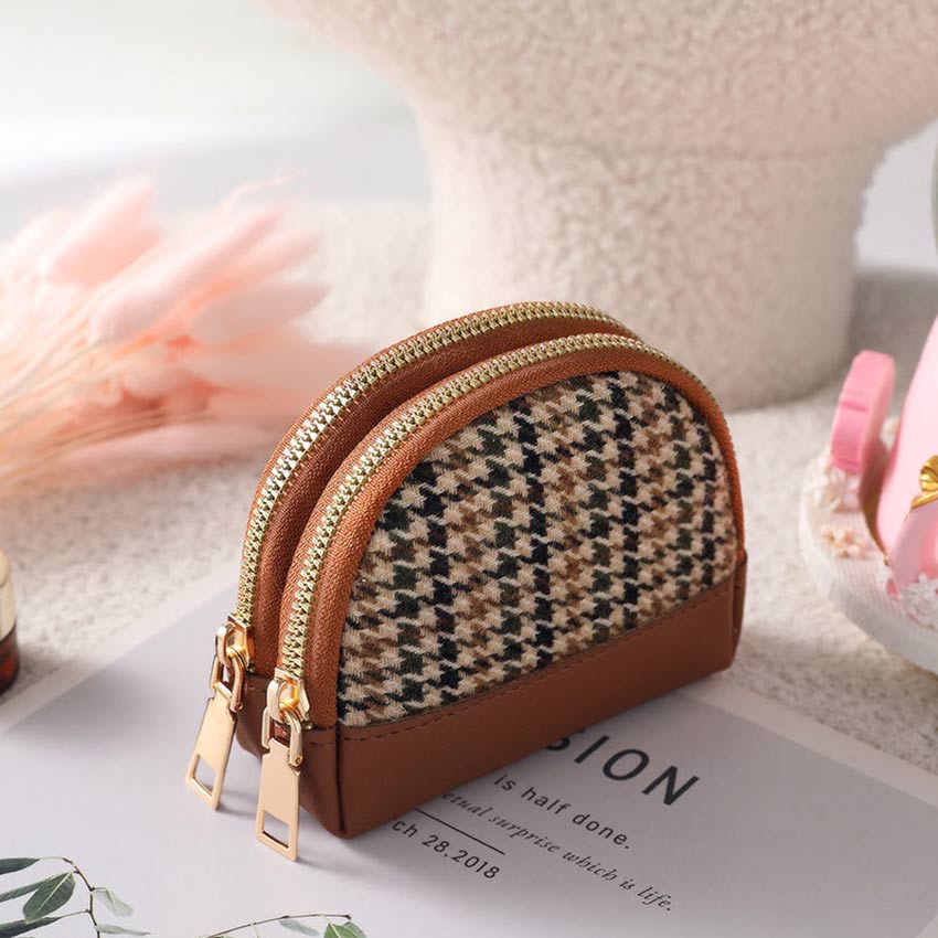 Dompet Koin Kulit Kain Wanita Travel Dompet Koin Mini Koinmini 2 Ruang