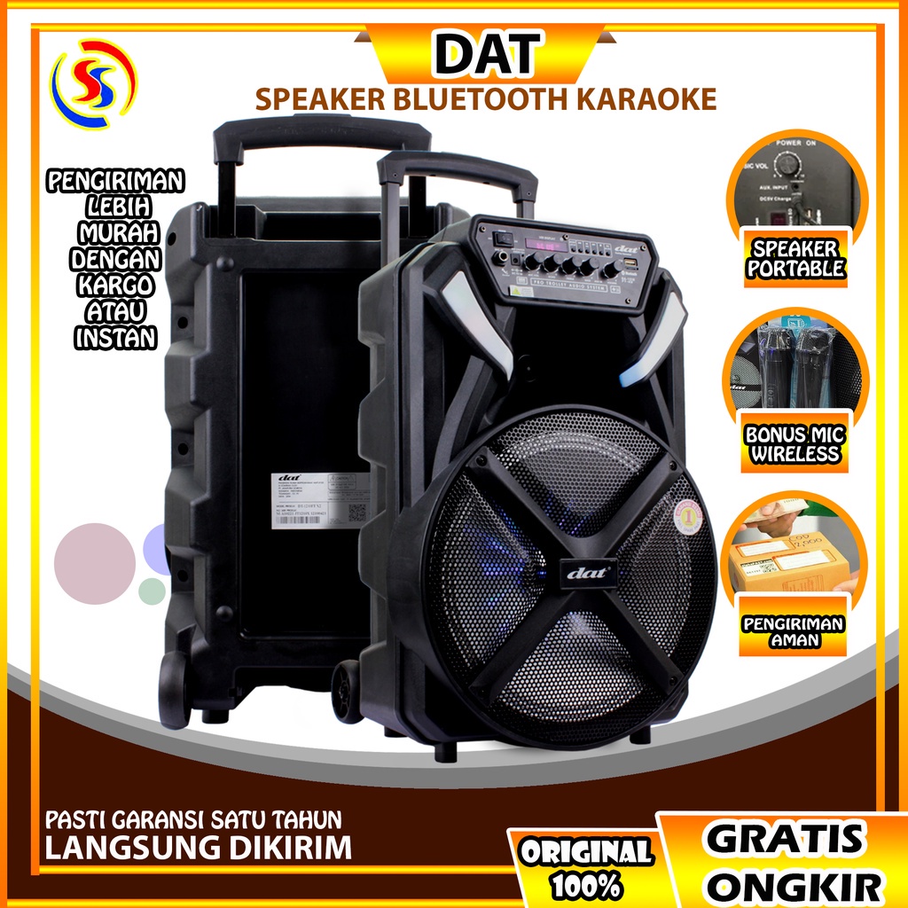 SPEAKER BLUETOOTH SPEAKER KARAOKE SPEAKER PORTABLE DAT DT 1210FT 12 INCH DAT DT 1210 FT MIC WIRELESS