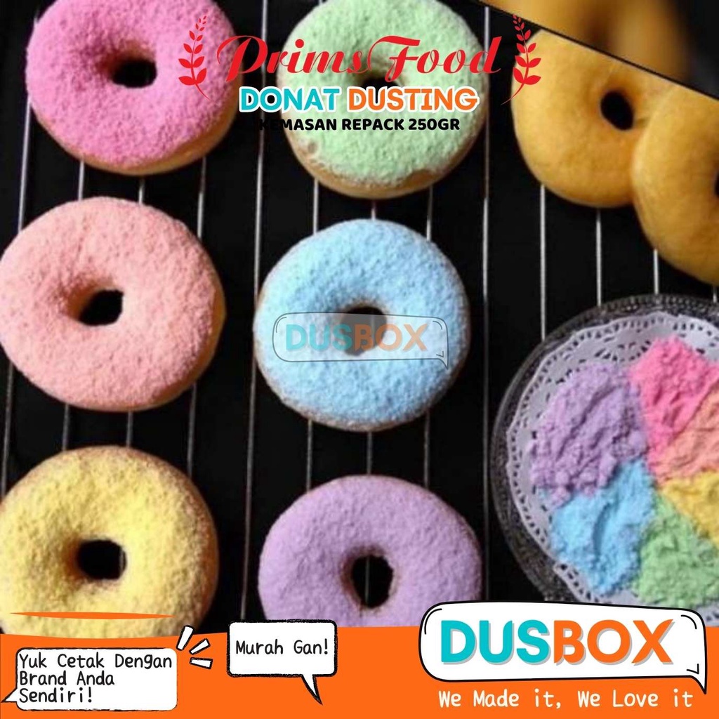 

GULA DONAT WARNA PRIMS FOOD / DUSTING DONUT / GULA DINGIN TABUR MINT / DONAT DUSTIN REPACK 250GR