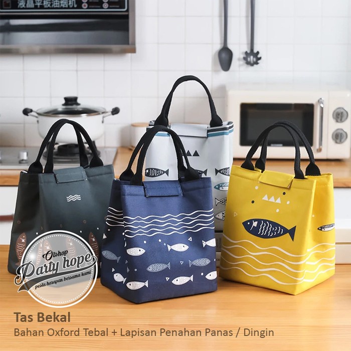 Tas Bekal Ikan / Cooler Bag Motif Ikan Perekat / Tas Bekal / Lunch Box