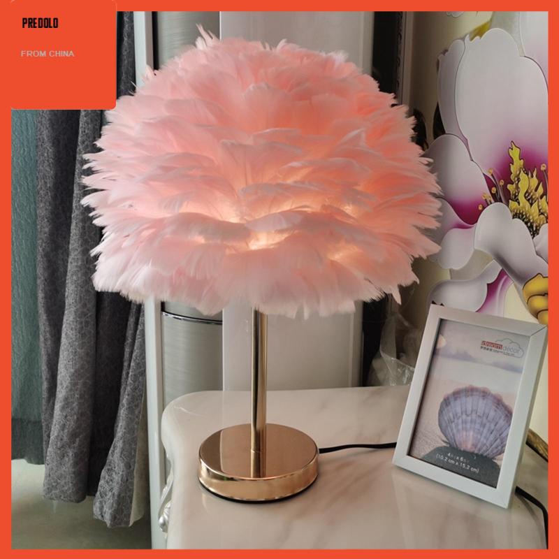 [Predolo] Feathers Table Lamp Night Light Kap Lampu Untuk Dekorasi Kamar Rumah Samping Tempat Tidur