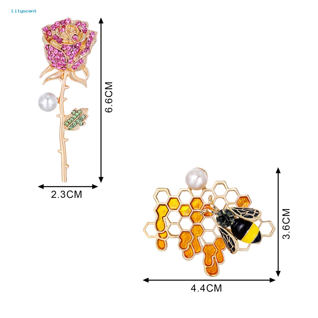 Lilyscent Indah Bros Pin Untuk Pakaian Sehari-Hari Kartun Serangga Kerah Bros Pin Pengerjaan Halus