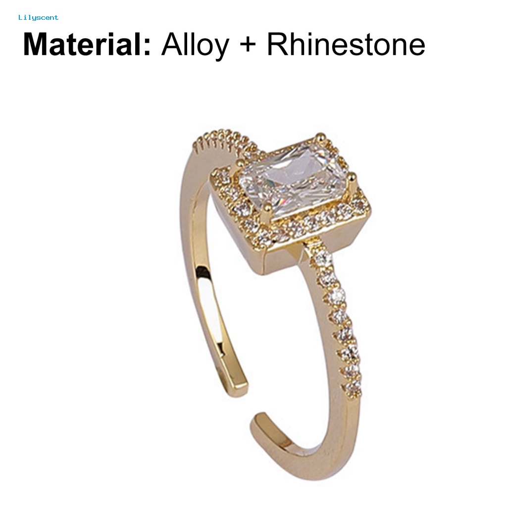 Lilyscent Cincin Pesta Tahan Lama Untuk Lady Berlian Imitasi Alloy Pembukaan Ring Pengerjaan Halus