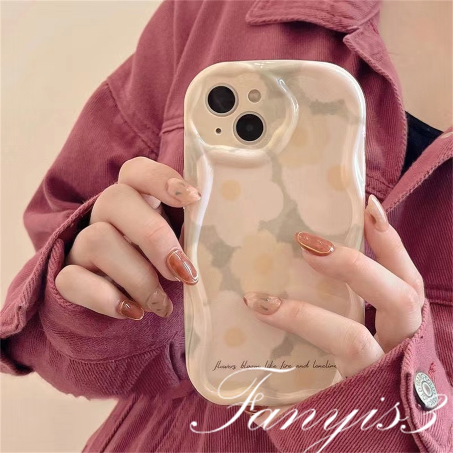 Compatible For IPhone 14 13 12 11 Pro Max X XR Xs Max 8 7 6s Plus SE 2020 Kompatibel Untuk Happiness Little Flower Wave Phone Case TPU Soft Silicon Cover Pelindung