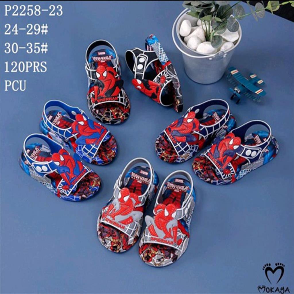 Sandal Slop Let Gunung Jelly Anak Cowok Motif Spiderman Super Keren Trendy Import Mokaya / Size 24-35 (P2258-23) - Fanz Shoes