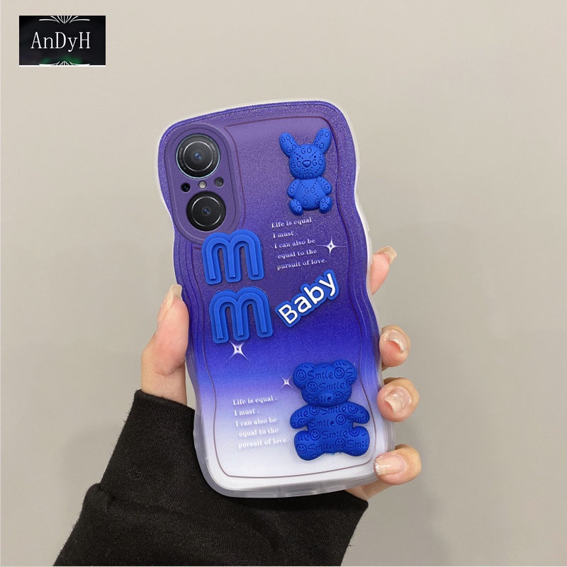 Andyh Casing Ponsel Untuk Huawei Nova 9 SE Phone Case 3D Alphabet Bear Pelindung Kamera Pelindung Penutup Belakang Couple Case